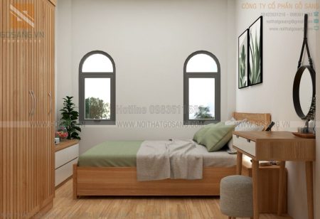 Phòng ngủ gỗ tự nhiên Sồi – ngõ Lương Sử C