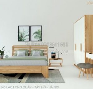 Bộ phòng ngủ gỗ tự nhiên, thiết kế nội thất gỗ công nghiệp