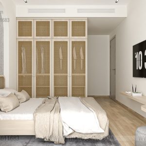 Xu hướng phòng ngủ chung cư kiểu rustic indochine